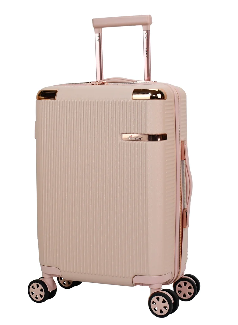 SENATOR Hard Case Carry On Luggage Trolley For Unisex ABS Lightweight 4 Double Wheeled Suitcase With Built In TSA Type Lock A5123 Milk Pink